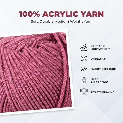 Image of Mary Maxim Maximum Value Acrylic Yarn for Crocheting and Knitting, Soft Worsted Weight Pink Yarn 4, Ideal for Blankets, Sweaters, Hats, and Scarves, 8 oz Skein (474 Yds), Dark Pink - 1 Skein