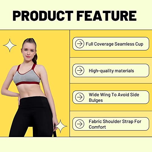 Image of Women's Poly Cotton Non-Padded Wire Free Full Coverage Medium Impact Everyday Sport Bra