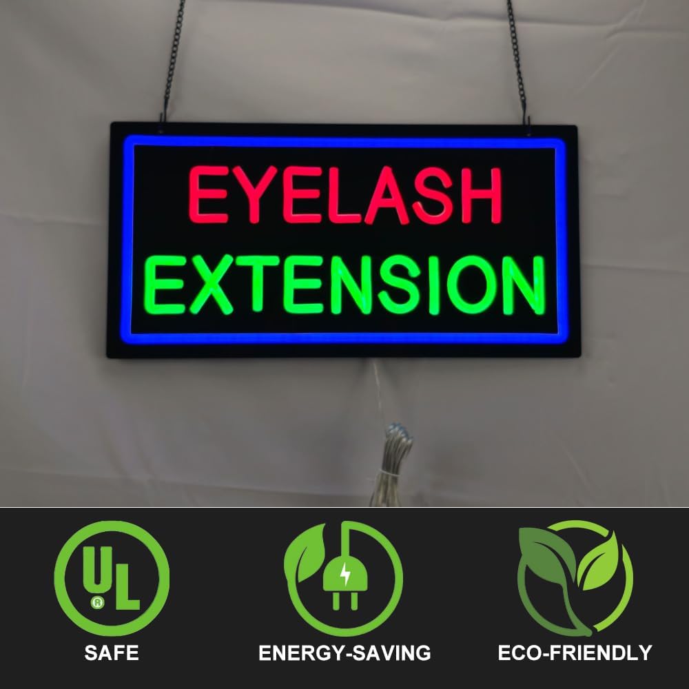 Eyelash LED Sign, Eyelashes Extension Neon Light Eyelashes Extensions Business Open Signs Eyelashes Extensions LED Signs. 19” x 9.5”
