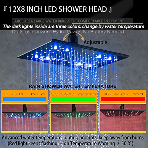 Ensemble de Robinet de Douche 12 x 8 Pouces haute finition chromée