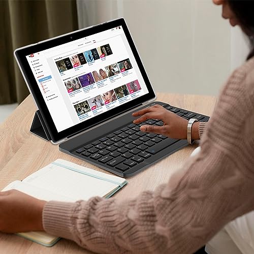 Image of HOTTABLET 10 inch Tablet, 12GB RAM 128GB ROM Computer Tablets with Keyboard, IPS Screen, 2.4G /5G WiFi 6, Bluetooth 5.0, 1TB Expand with Stylus, Black (Black)