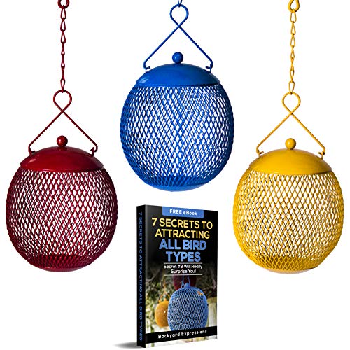Backyard Expressions 3-Pack Metal Mesh Bird Feeders for Outdoors –
