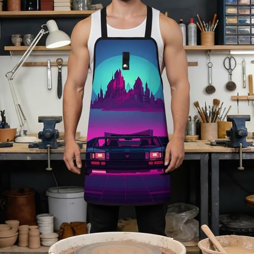 Delantal de Trabajo Retrowave Pictures Unisex Ajustable miniatura 4