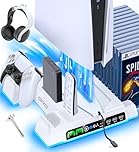 OIVO PS5/Slim/Pro Stand and Cooling Station with LED Controller Charging Station for PlayStation 5 Console, Controller Charger, Cooling Stand, PS5/Slim/Pro Accessories Kit with 3 Level Cooler Fan