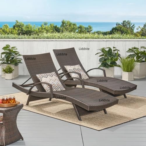 Image of Outdoor Poolside Lounger with Adjustable Backrest Sun Chaise Recliner for Terrace Garden Poolside for Relaxation Durable and Stylish- Set of 2 (Black 2)