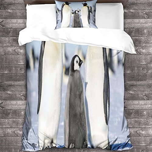 Housse de couette pingouin hypoallergénique microfibre 3D avec fermeture