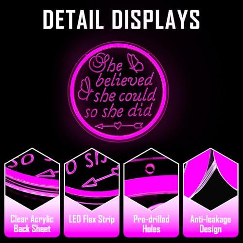 Image of She Believed She Could So She Did Neon Sign 2026 Graduations Led Sign Dimmable Neon Lights Graduation Gift for Her Inspirational Gifts for Women Light Up Sign
