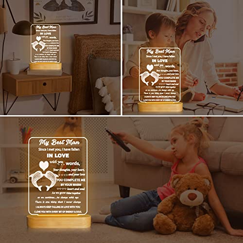 Image of Attivolife Husband 3D Night Light, LED Illusion Optical Wooden Romantic Warm Colors Lamp, Best Room Home Table Decor for Men Dad Lover Boy Him Birthday Wedding Anniversary Valentines Christmas Gifts