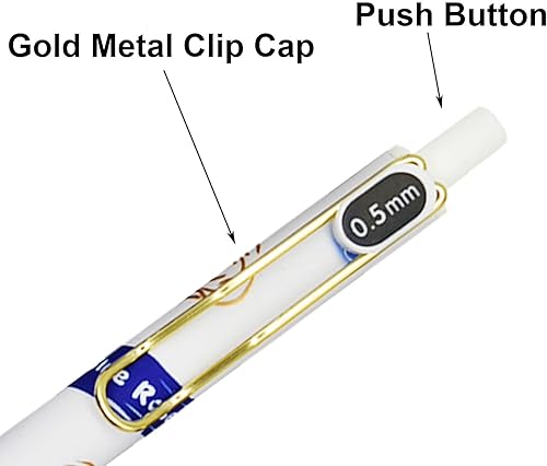 Miniatura 5 de Maydahui 12 bolígrafos retráctiles de gel con rosa azul y rosa con clip de bolsillo dorado, tinta negra para niñas, mujeres, día de la madre, regalo