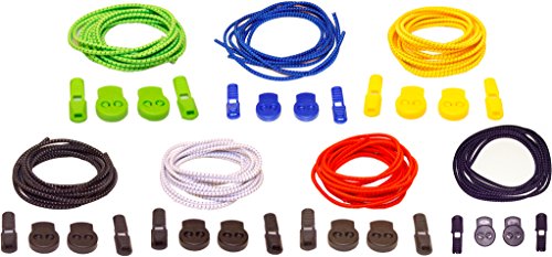 Elastic Shoelaces with Easy Slide Lock (7 Pairs) - Unisex for Adults, Kids