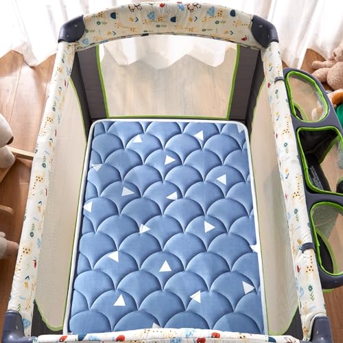 Pack and Play Mattress - 38\" x 26\"- Premium Microfiber Fabric Playpen Mattresses, Safety Reinforced Play Yard Mattress - Fits for Graco & Baby Trend & Pamo Babe Playard, Firm Support and Comfort Foam