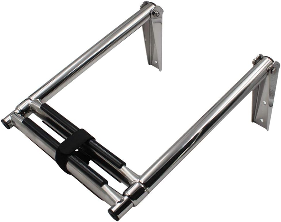OKUOKA Ladders,Folding Dock Ladder for Marine, Boat, Yacht & Swimming Pool - Stainless Steel, Non-Slip Rubber Tread, Load 150Kg/4-Step