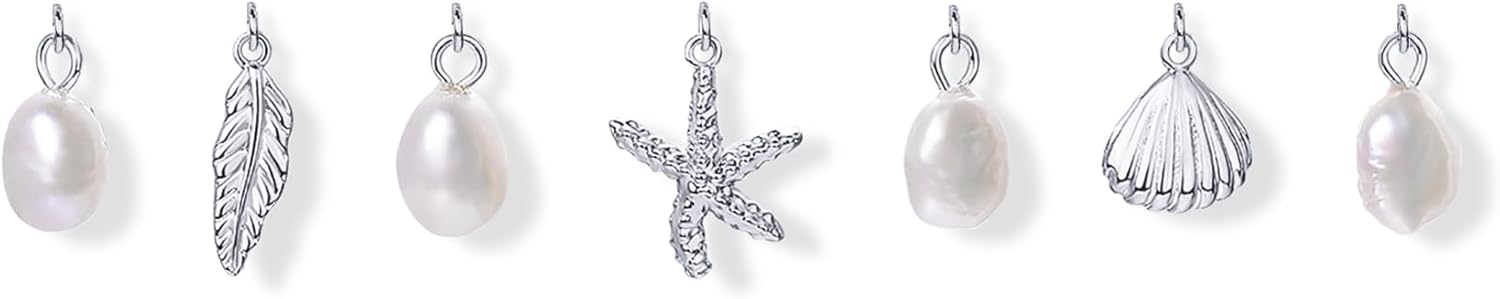 PAVOI 14K Gold Plated Beach Charm Necklace for Women - Dainty Paperclip Chain Trendy Beachy Multi Charm Necklace - Gold Ocean Summer Jewelry with Freshwater Pearl, Sea Shell, Starfish - Image 3