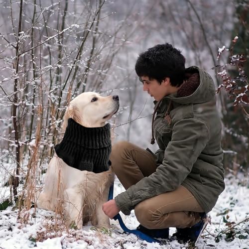 Hund Snood Ohrenwärmer - Beruhigende Ohrenschützer Für Hunde, Hundeschal für Hundehals, Hals und Ohrenwärmer, Haustierhaube für Outdoor-Reisen 25 x 16 cm (Schwarz)