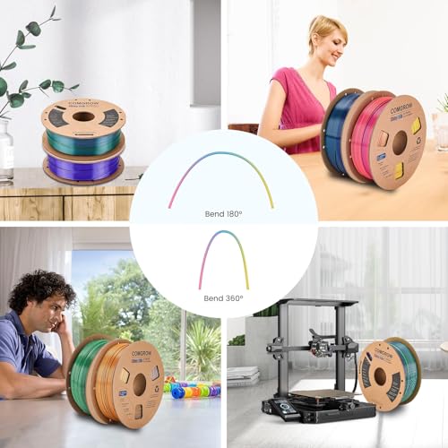 Image of Comgrow 3D Printer Filament, Silk PLA Filament 1.75mm Burnt Titanium 1KG (2.2LBS), Dimensional Accuracy + /- 0.02 mm, Color Changeable 3D Printing Filament Changing Colors with Light