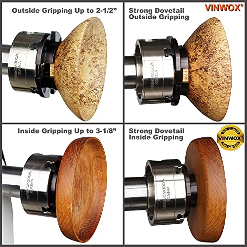 Vinwox Sck4-3.75 Wood Lathe Gear Chuck Key Chuck, With 1"X8Tpi Thread & 3/4"X16Tpi Adapter, 3 Years Warranty #TOP3