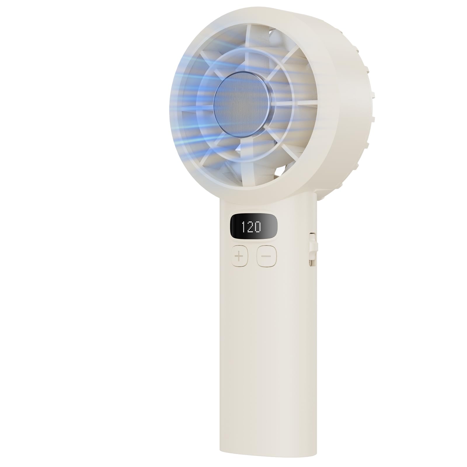 LUXVANO Handventilator - Tragbarer Mini Ventilator mit 1–199 Stufen, LED-Display, bis zu 13 Stunden Laufzeit, Kleiner USB Ventilator mit Akku für Büro, Reisen, Outdoor, Schminken