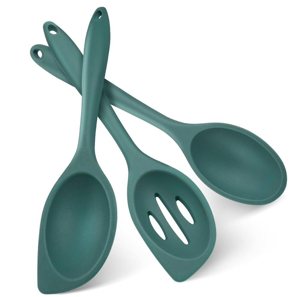 Set 3 Mestoli In Silicone Per Cucina - Antiaderente, Resistente Al Calore 446°F, 28cm