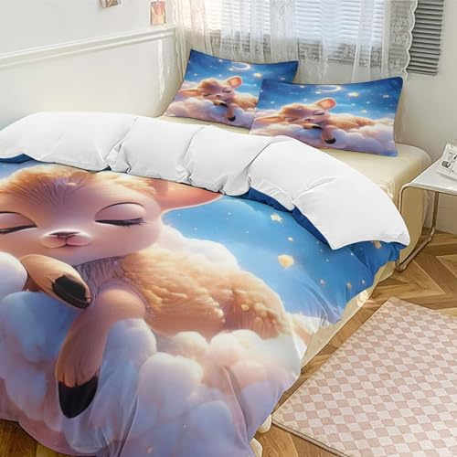 Housse de couette cerf 200x200 parure de lit microfbre