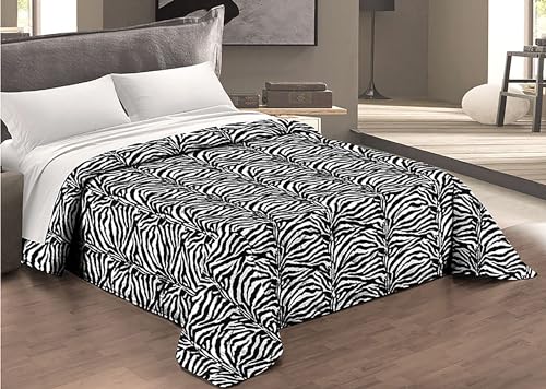 Tex family COPRILETTO Trapuntato Fiocco © ZEBRATO Bianco e Nero Made in Italy - 1 Piazza E Mezza