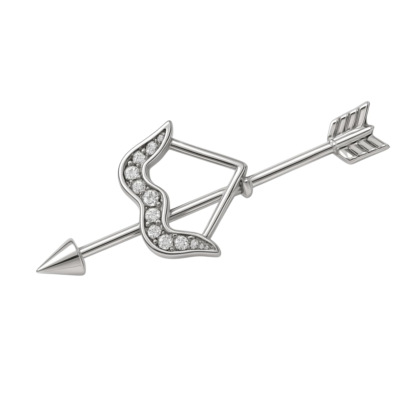 Surgical Steel Jeweled Bow & Arrow Industrial Barbell – 14G (1.6mm) 38mm - Steel & Gold PVD - Sold as a Piece-image-35