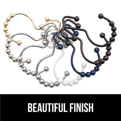 image for Gorilla Grip Premium Bathroom Shower Curtain and Liner Decorative Hook