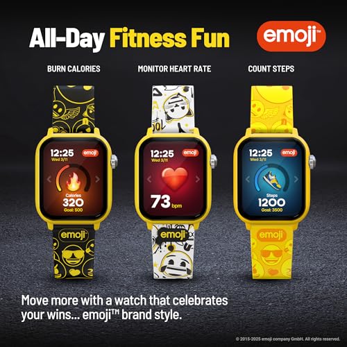 Image of Emoji, All-Ages Gaming Smart Watch, No Wi-Fi or Bluetooth, Built-in Emoji Merge! & Ask Emoji, Fitness Tracker, 100+ Customizable Watch Face Combinations, Water Resistant | No Wi-Fi or Bluetooth, Built-in Emoji Merge! & Ask Emoji, Fitness Tracker, 100+ Customizable Watch Face Combinations