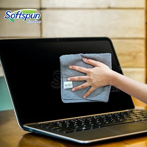 Image of SOFTSPUN Microfiber Cleaning Cloths, 5pcs 30x30cms 340GSM Grey! Highly Absorbent, Lint and Streak Free, Multi-Purpose Wash Cloth for Kitchen, Window, Stainless Steel, Silverware.