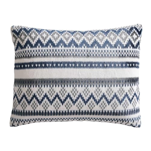 Image of Eddie Bauer - Twin Comforter Set, Reversible Plush Bedding with Matching Sham, Dorm Essentials, Oeko-Tex Certified (Shelton Fair Isle Navy)