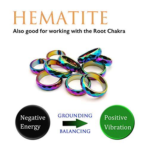 Morchic Hematite Stone Rings for Women Men Unisex, Balance Root Chakra (Pack of Mixed Size)4