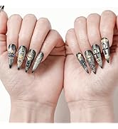 FORBELOVED NAILS.Glitter Cat Eyes Silvery Y2K Handmade Press On Nails,Long Stiletto Stick on Nail...