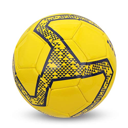 Image of Nivia Rabona Pro Football, 32 Panel, Glossy TPU Stitched, Suitable for Soft & Dry Ground, Hard Ground with Grass & Artificial Turf, International Match Ball (Yellow /Black, Size - 4)
