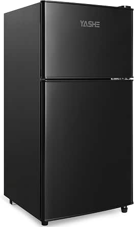 YASHE 86 Litre Mini Fridge with Freezer - Small Fridge, Fridge Freezer, Under Counter Fridge, Double Door Refrigerator with 7 Settings Adjustable Thermostat, for Apartment, Bedroom, RVs and Office - View 2
