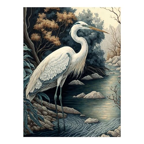 Kit peinture diamant héron 30x40 cm pour loisirs créatifs