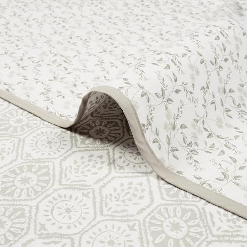 Image of Story@Home AC Comforter Single Bed Cotton 100% | 150GSM 144 X 220 CM Quilt AC Blanket for Summer | Dohar Single Bed | White & Ivory, Leaves & Abstract Reversible Design Duvet | All-Season Blanket