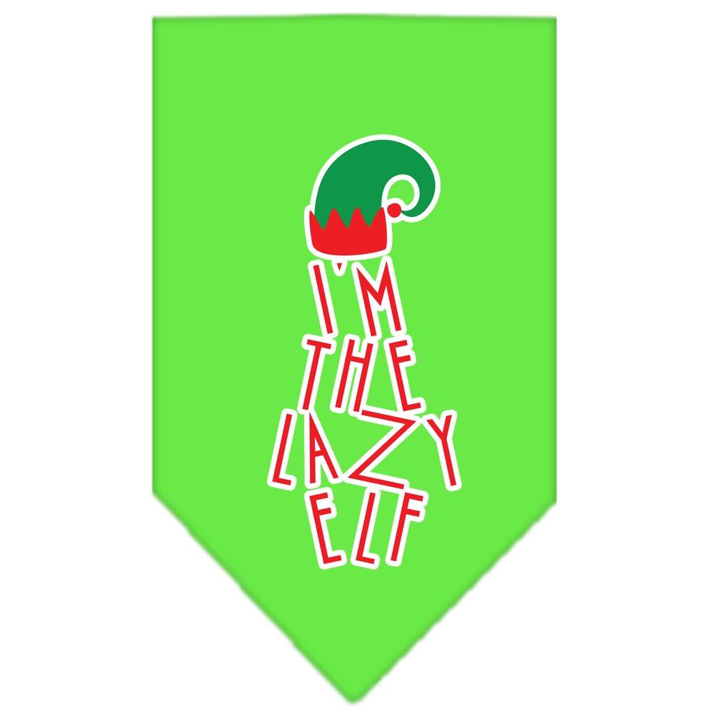 Mirage Pet Products Lazy Elf Screen Print Pet Bandana, Lime Green, Large