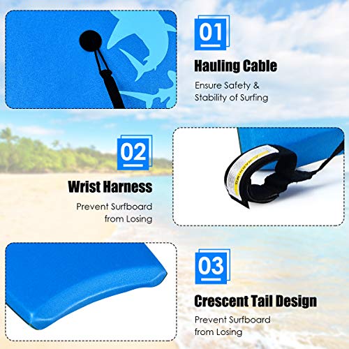 image for GYMAX 33”/37”/41” Super Lightweight Bodyboard with HDPE Slick Bo