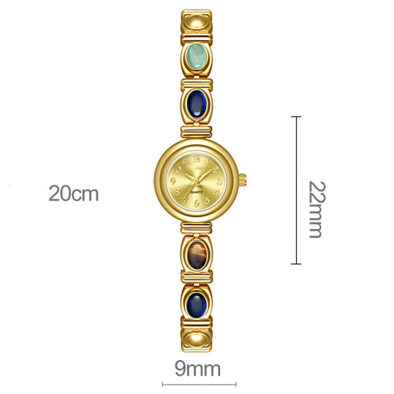 Montre de Luxe Ovale à Quartz avec incrustations de Jade, Bracelet étanche rétro, Peut être utilisée comme Cadeau for Petite Amie et Femme