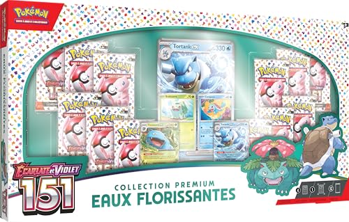 Pokémon-TCG: Blooming Waters Premium Collection (4 Folien-Promokarten, 1 Folien-Jumbokarte und 12 Boosterpacks)