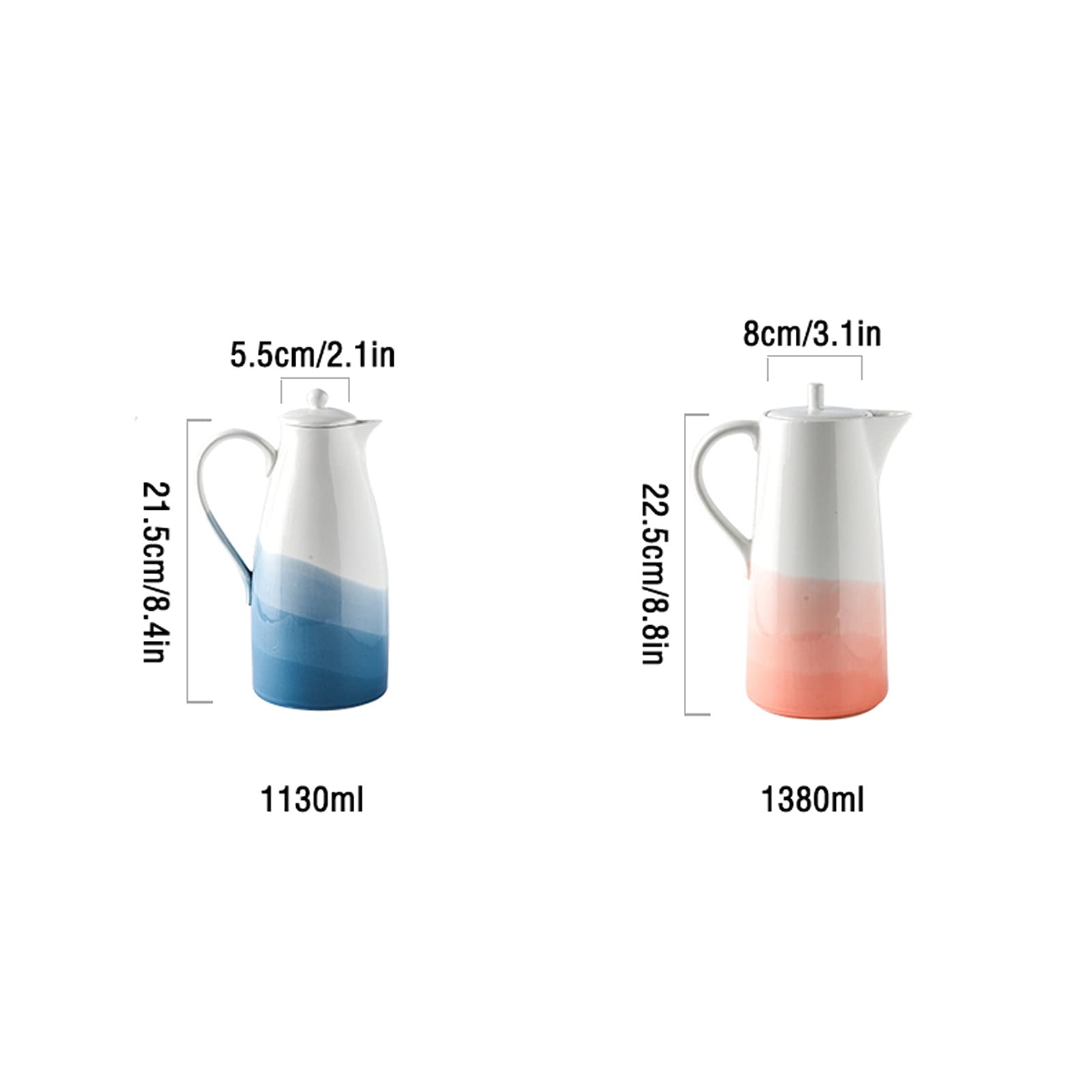 Pichet Pichet céramique créatif avec poignée et Couvercle Domestique pichet résistant à la température Haute température avec Design de Bec de olécranon sans Goutte Pichets
