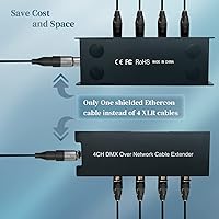 Vista 3 de Cable XLR macho a hembra de 4 canales, 3 pines, extensor múltiple para iluminación de escenario y estudio de grabación, canal XLR/AES/DMX sobre
