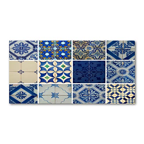 Fond de hotte verre 100x50cm Tulup bleu dosseret cuisine en verre de sécurité trempé splashback