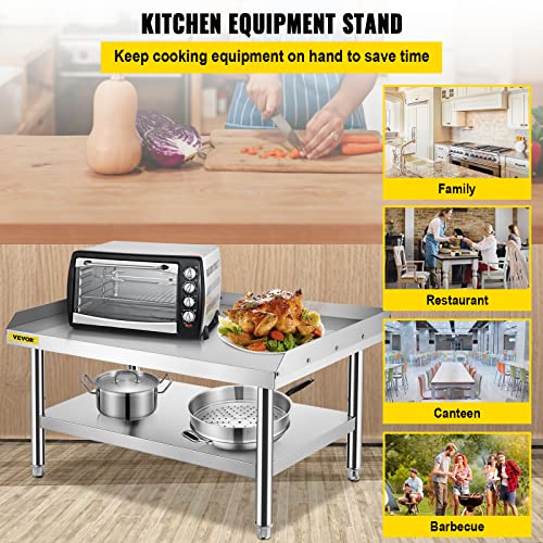 Image of VEVOR Stainless Steel Equipment Grill Stand, 60 x 30 x 24 Inches Stainless Table, Grilling Stand Table with Undershelf, Equipment Standing Grill Desk for Hotel, Home, Restaurant Kitchen