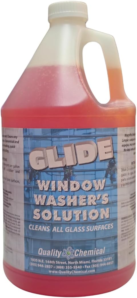 Quality Chemical Glide Streak-Free Outdoor Window Cleaner Washer's Solution - Outdoor Glass Cleaner for Ultimate Window Washing Solution, Perfect for Outdoor Use - Commercial Grade 128oz (Pack of 1)