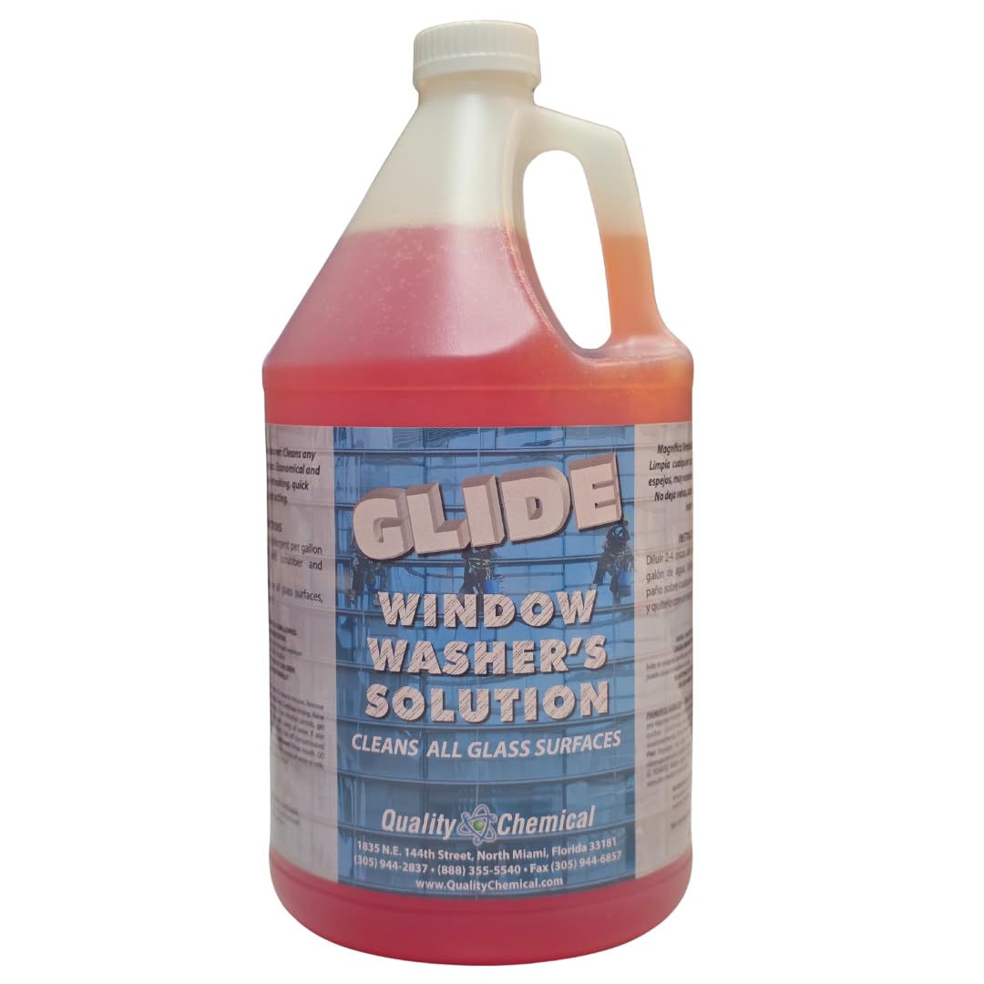 Quality Chemical Glide Streak-Free Outdoor Window Cleaner Washer's Solution - Outdoor Glass Cleaner for Ultimate Window Washing Solution, Perfect for Outdoor Use - Commercial Grade 128oz (Pack of 1)