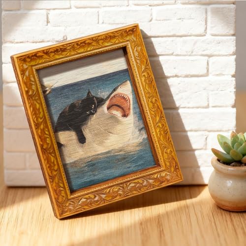 Imán decorativo mini gato sobre tiburón miniatura 3