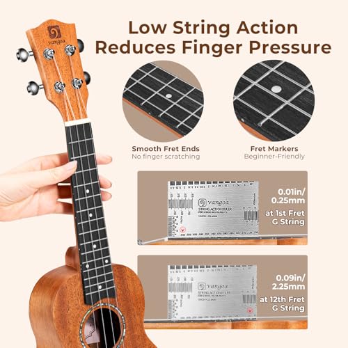 Image of Vangoa Ukelele 23'' Adult Beginner Concert Ukulele Mahogany with Complete Kit Hawaiian Ukulele Acoustic Professional Ukelele for Kids Adults Beginners