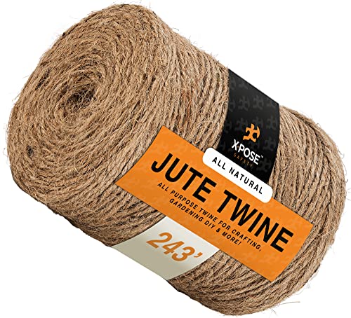 Jute Twine - Brown Roll 243' Jute Twine for Crafts - Soft Yet Strong Natural Jute String - Burlap String for Packaging, Wrapping, Packing Materials - Decorative Rope Cord for Hanging Craft Ornaments