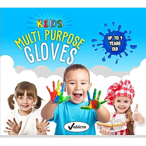 Valdern" Kids Multipurpose LATEX FREE - POWDER FREE - DISPOSABLE Protective Nitrile Gloves for Children - 20 Pairs (Peach) Cover