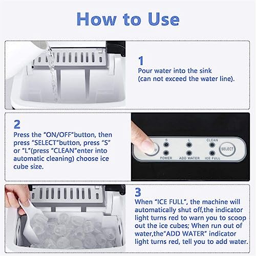 Fabricadora portátil de hielo 26 lbs/24 h con cuchara miniatura 3